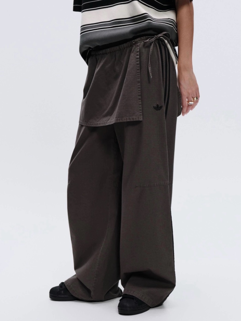 adidas Originals x ASOS Skirt Overlay Wide Leg Pants Khaki S